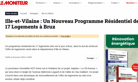 Découvrez la résidence LE 29 AVENUE à BRUZ dans la presse !