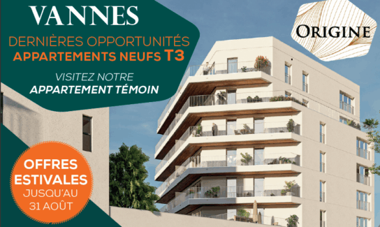 Portes ouvertes à Vannes les 2 et 3 juillet : découvrez l’appartement témoin de la résidence ORIGINE et profitez de nos offres estivales