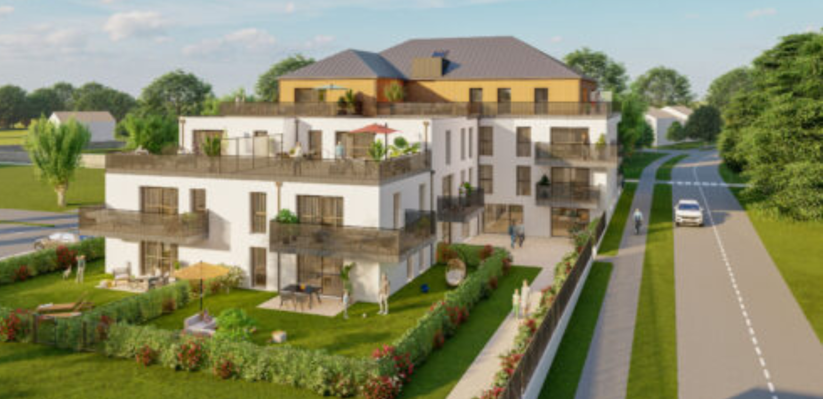 vue 3D d'un programme immobilier a Clohars